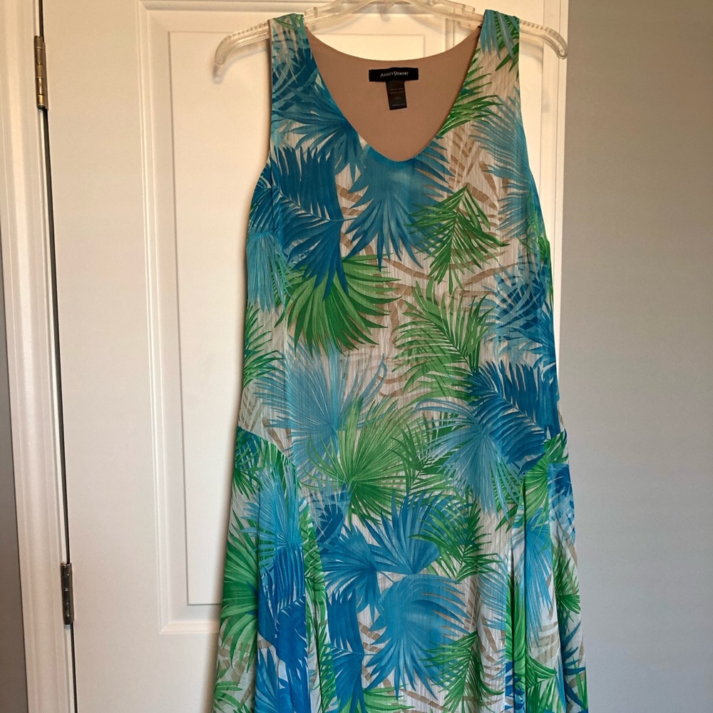 🌟Ashley Stewart Women Palm Tree Sleeveless Dress